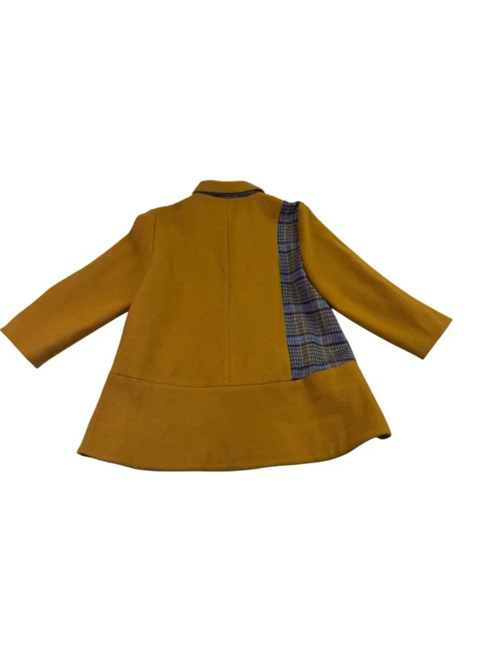 Logo Lavish Women Gold & Plaid Embroidered Coat Button-Up Size S